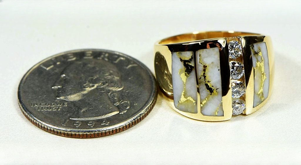 Gold Quartz Ring "Orocal" RLJ500DQ Genuine Hand Crafted Jewelry - 14K Gold Casting