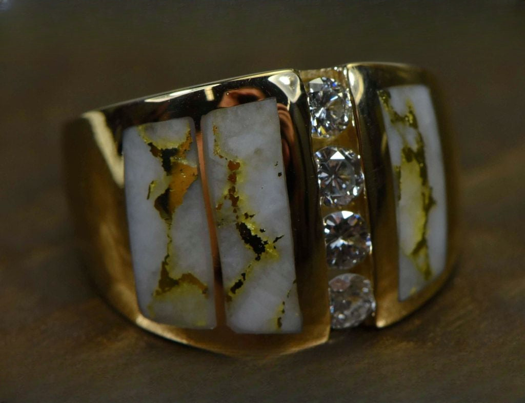 Gold Quartz Ring "Orocal" RLJ500DQ Genuine Hand Crafted Jewelry - 14K Gold Casting