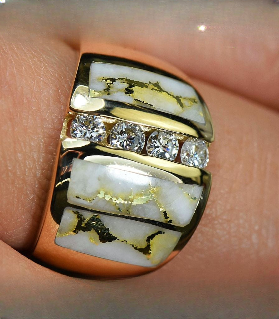 Gold Quartz Ring "Orocal" RLJ500DQ Genuine Hand Crafted Jewelry - 14K Gold Casting