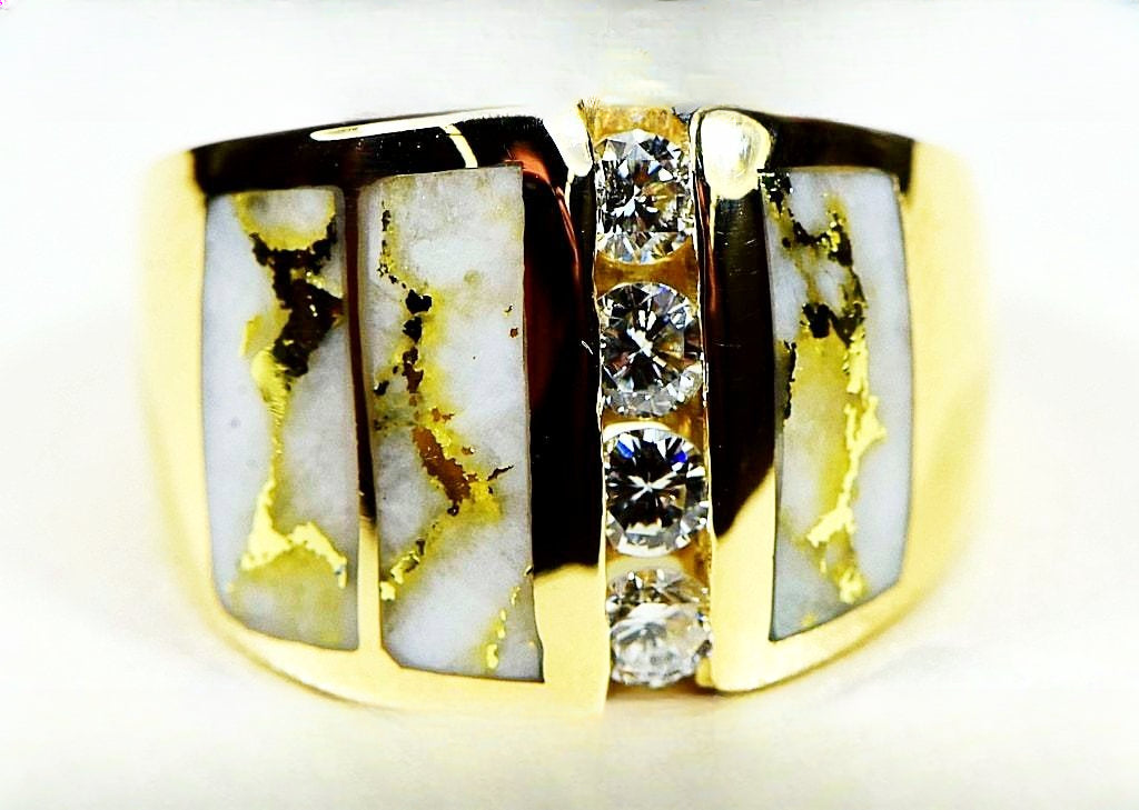 Gold Quartz Ring "Orocal" RLJ500DQ Genuine Hand Crafted Jewelry - 14K Gold Casting
