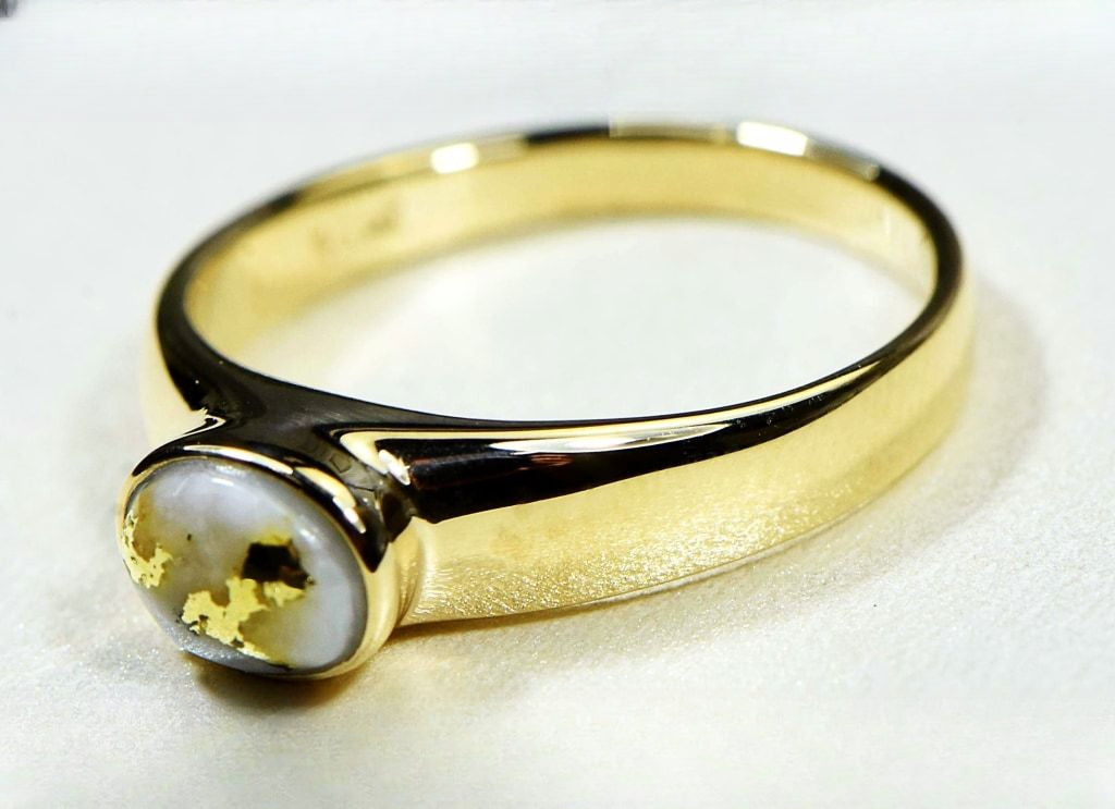 Gold Quartz Ring "Orocal" RLL1427Q Genuine Hand Crafted Jewelry - 14K Gold Casting
