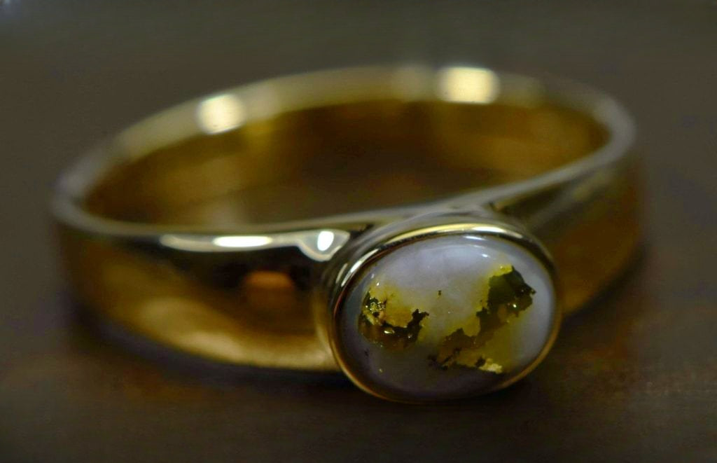 Gold Quartz Ring "Orocal" RLL1427Q Genuine Hand Crafted Jewelry - 14K Gold Casting