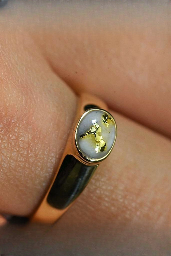 Gold Quartz Ring "Orocal" RLL1427Q Genuine Hand Crafted Jewelry - 14K Gold Casting