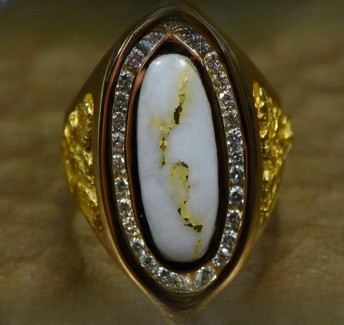 Gold Quartz Ring "Orocal" RLL923D60Q Genuine Hand Crafted Jewelry - 14K Gold Casting