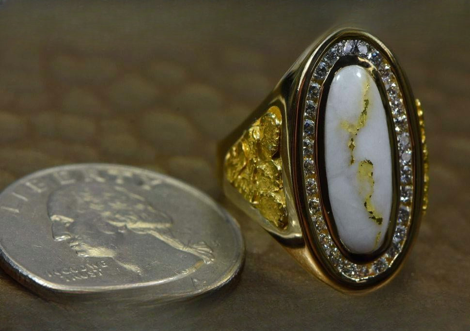 Gold Quartz Ring "Orocal" RLL923D60Q Genuine Hand Crafted Jewelry - 14K Gold Casting