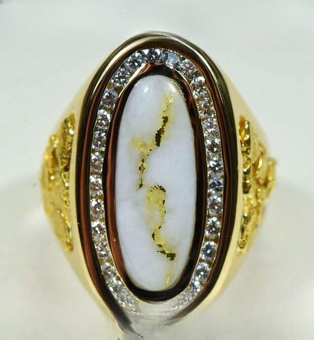 Gold Quartz Ring "Orocal" RLL923D60Q Genuine Hand Crafted Jewelry - 14K Gold Casting