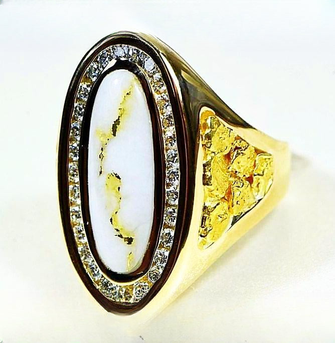 Gold Quartz Ring "Orocal" RLL923D60Q Genuine Hand Crafted Jewelry - 14K Gold Casting