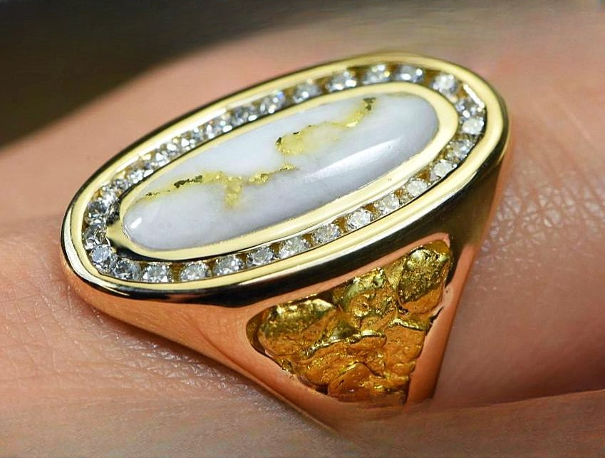 Gold Quartz Ring "Orocal" RLL923D60Q Genuine Hand Crafted Jewelry - 14K Gold Casting