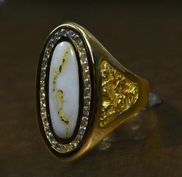Gold Quartz Ring "Orocal" RLL923D60Q Genuine Hand Crafted Jewelry - 14K Gold Casting