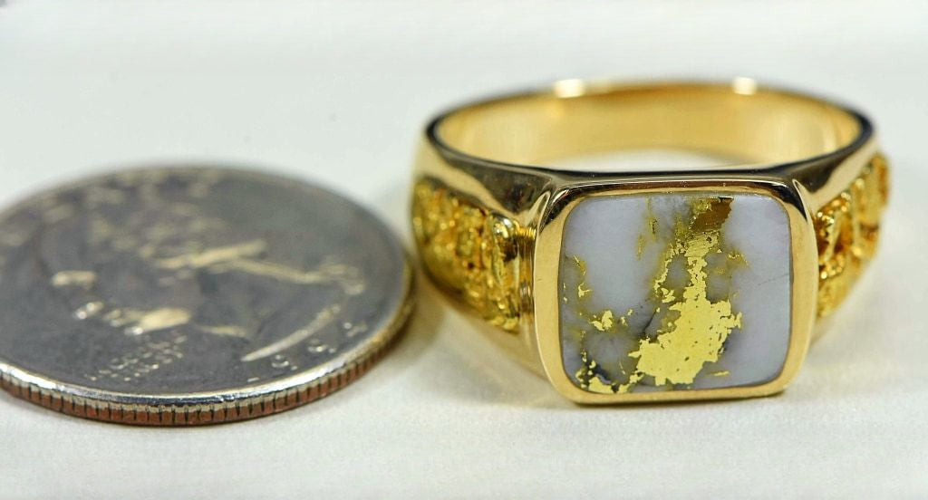 Gold Quartz Ring "Orocal" RM1003Q Genuine Hand Crafted Jewelry - 14K Gold Casting