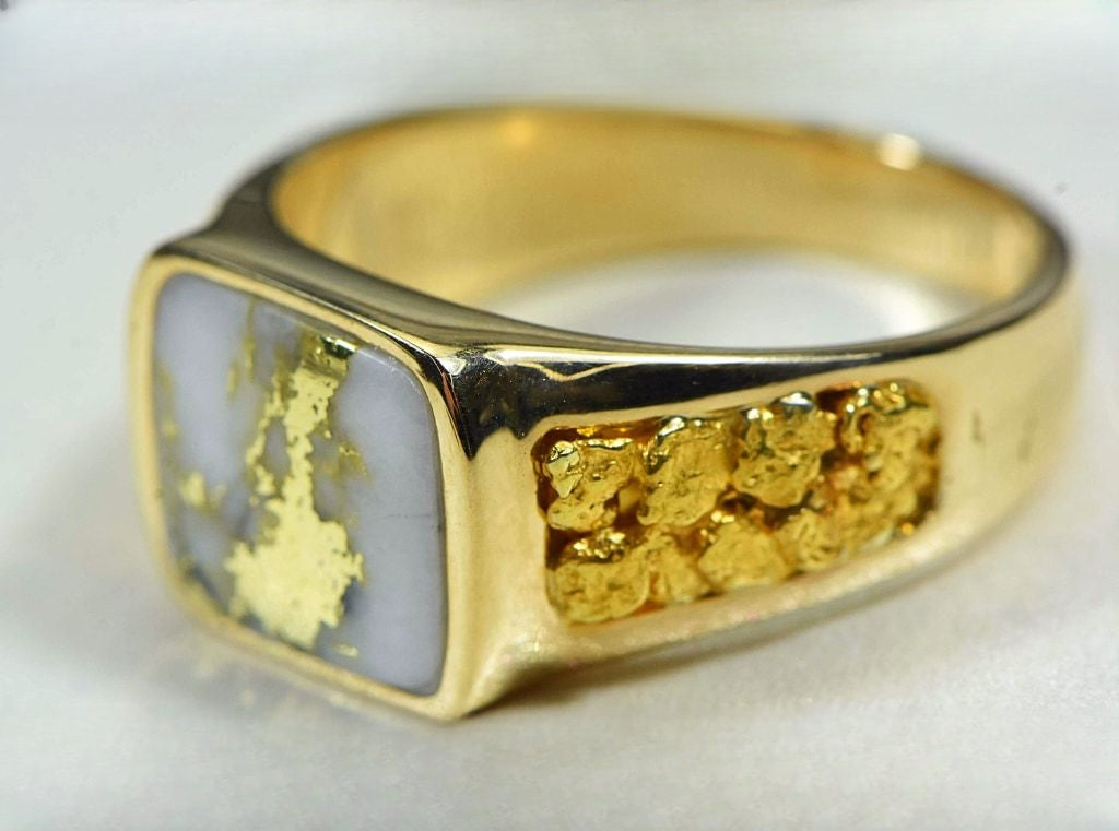 Gold Quartz Ring "Orocal" RM1003Q Genuine Hand Crafted Jewelry - 14K Gold Casting