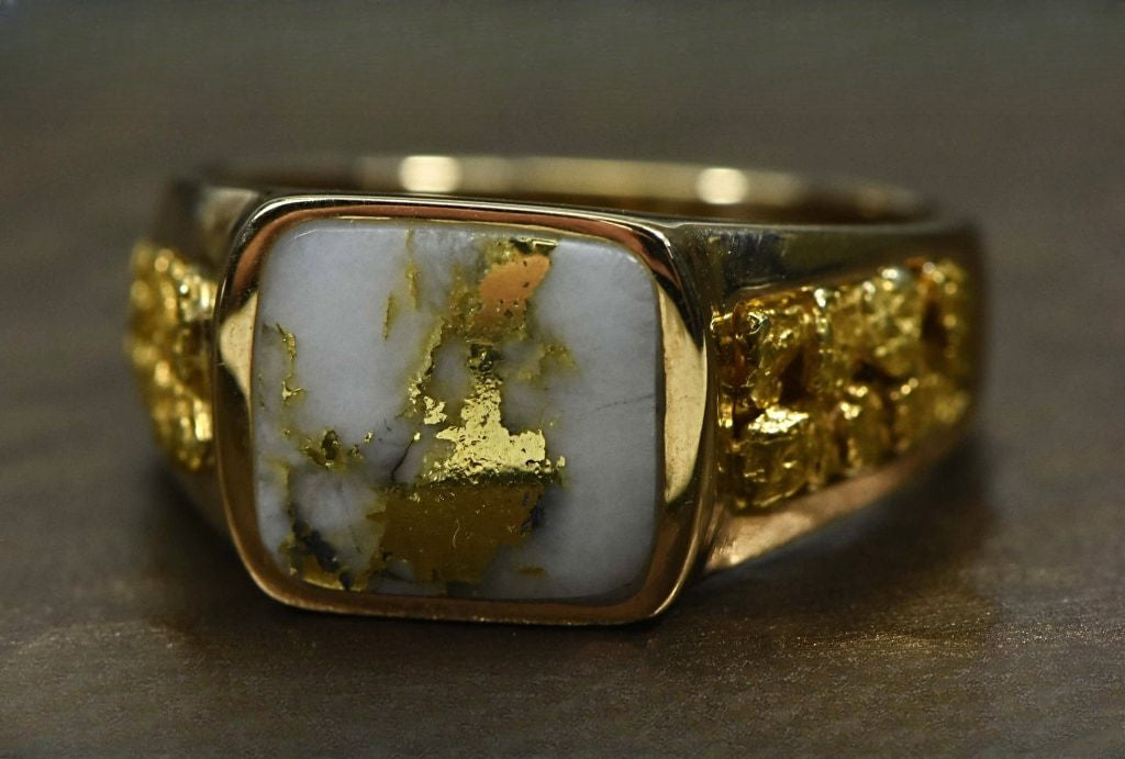 Gold Quartz Ring "Orocal" RM1003Q Genuine Hand Crafted Jewelry - 14K Gold Casting