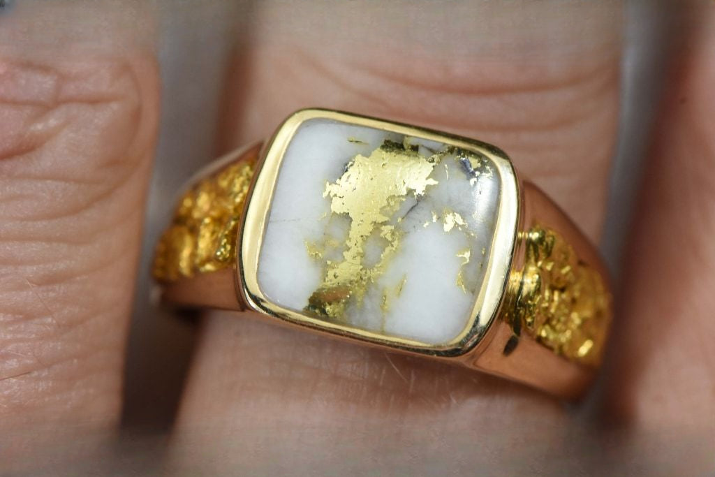 Gold Quartz Ring "Orocal" RM1003Q Genuine Hand Crafted Jewelry - 14K Gold Casting