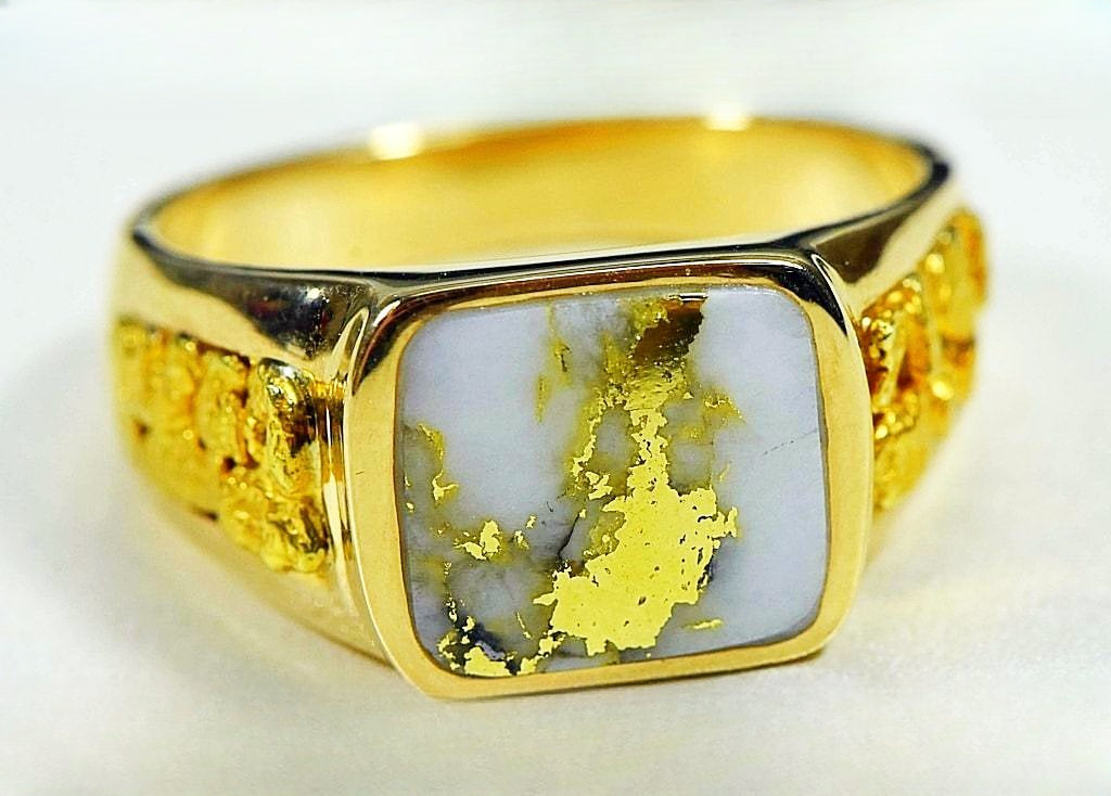 Gold Quartz Ring "Orocal" RM1003Q Genuine Hand Crafted Jewelry - 14K Gold Casting