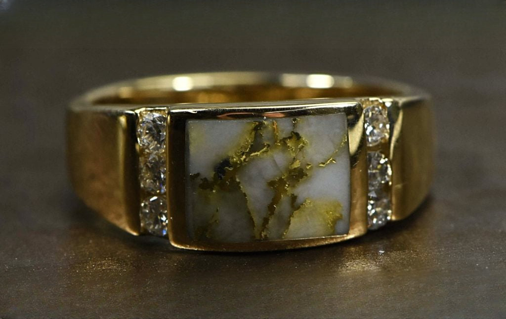 Gold Quartz Ring "Orocal" RM1052D42Q Genuine Hand Crafted Jewelry - 14K Gold Casting