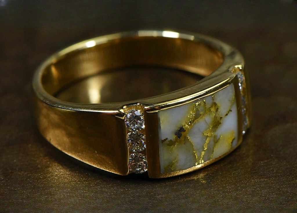 Gold Quartz Ring "Orocal" RM1052D42Q Genuine Hand Crafted Jewelry - 14K Gold Casting