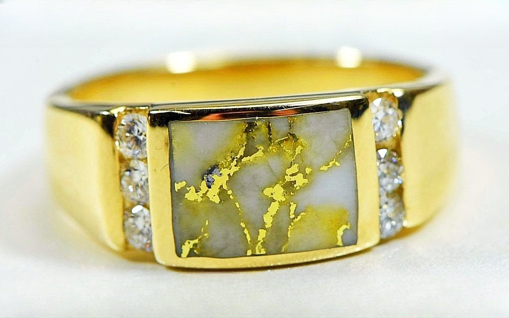Gold Quartz Ring "Orocal" RM1052D42Q Genuine Hand Crafted Jewelry - 14K Gold Casting