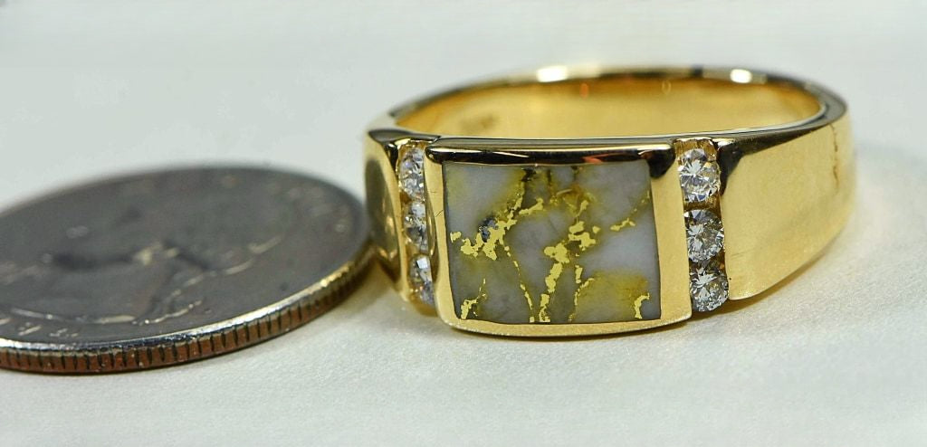 Gold Quartz Ring "Orocal" RM1052D42Q Genuine Hand Crafted Jewelry - 14K Gold Casting