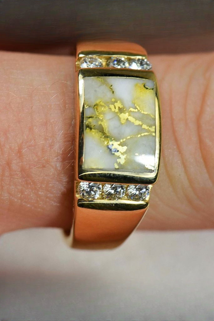 Gold Quartz Ring "Orocal" RM1052D42Q Genuine Hand Crafted Jewelry - 14K Gold Casting