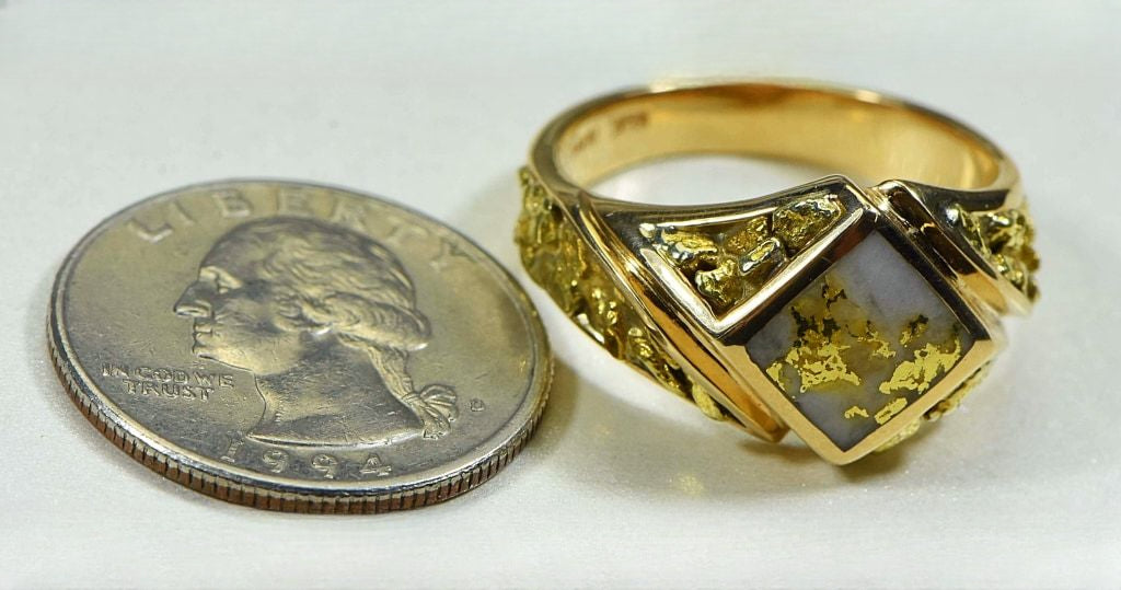 Gold Quartz Ring "Orocal" RM1083NQ Genuine Hand Crafted Jewelry - 14K Gold Casting