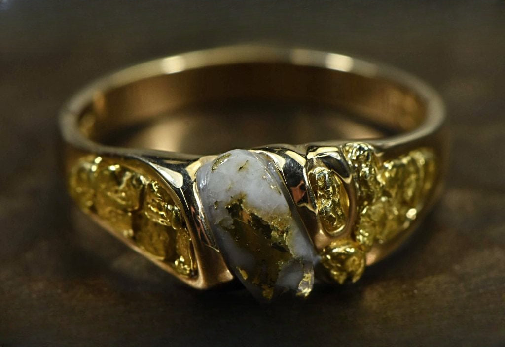 Gold Quartz Ring "Orocal" RM487Q Genuine Hand Crafted Jewelry - 14K Gold Casting