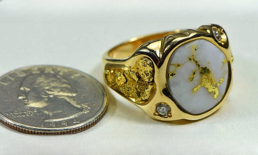 Gold Quartz Ring "Orocal" RM518D20Q Genuine Hand Crafted Jewelry - 14K Gold Casting