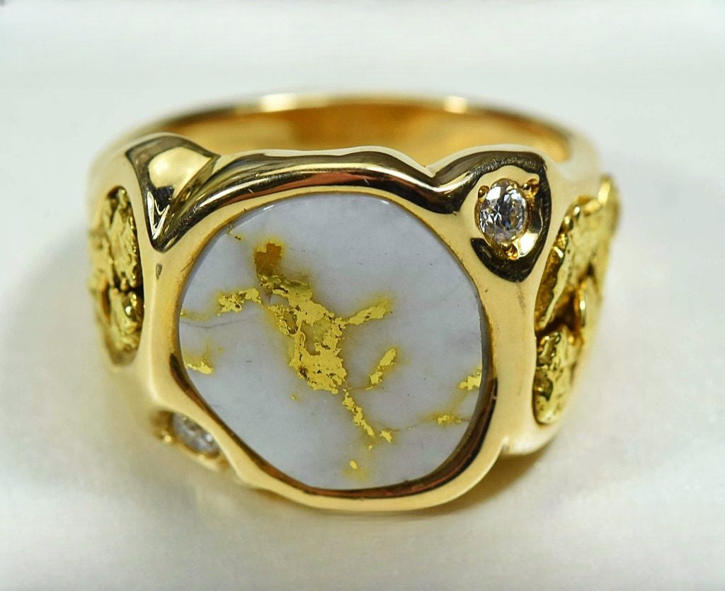 Gold Quartz Ring "Orocal" RM518D20Q Genuine Hand Crafted Jewelry - 14K Gold Casting