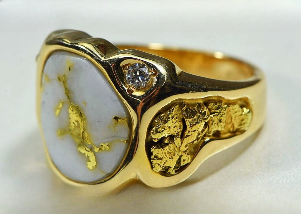 Gold Quartz Ring "Orocal" RM518D20Q Genuine Hand Crafted Jewelry - 14K Gold Casting
