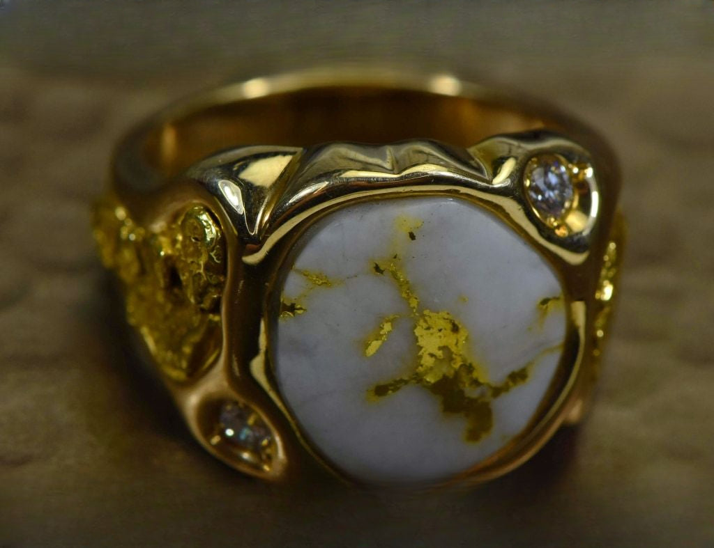 Gold Quartz Ring "Orocal" RM518D20Q Genuine Hand Crafted Jewelry - 14K Gold Casting