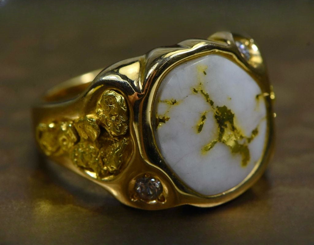 Gold Quartz Ring "Orocal" RM518D20Q Genuine Hand Crafted Jewelry - 14K Gold Casting