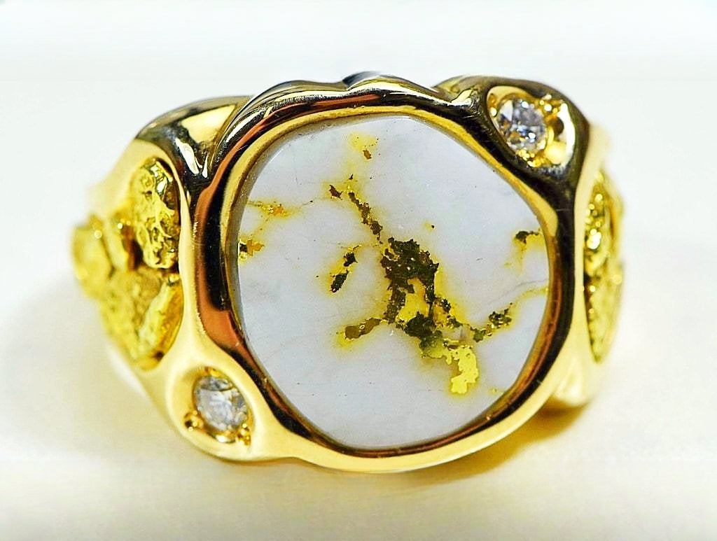 Gold Quartz Ring "Orocal" RM518D20Q Genuine Hand Crafted Jewelry - 14K Gold Casting
