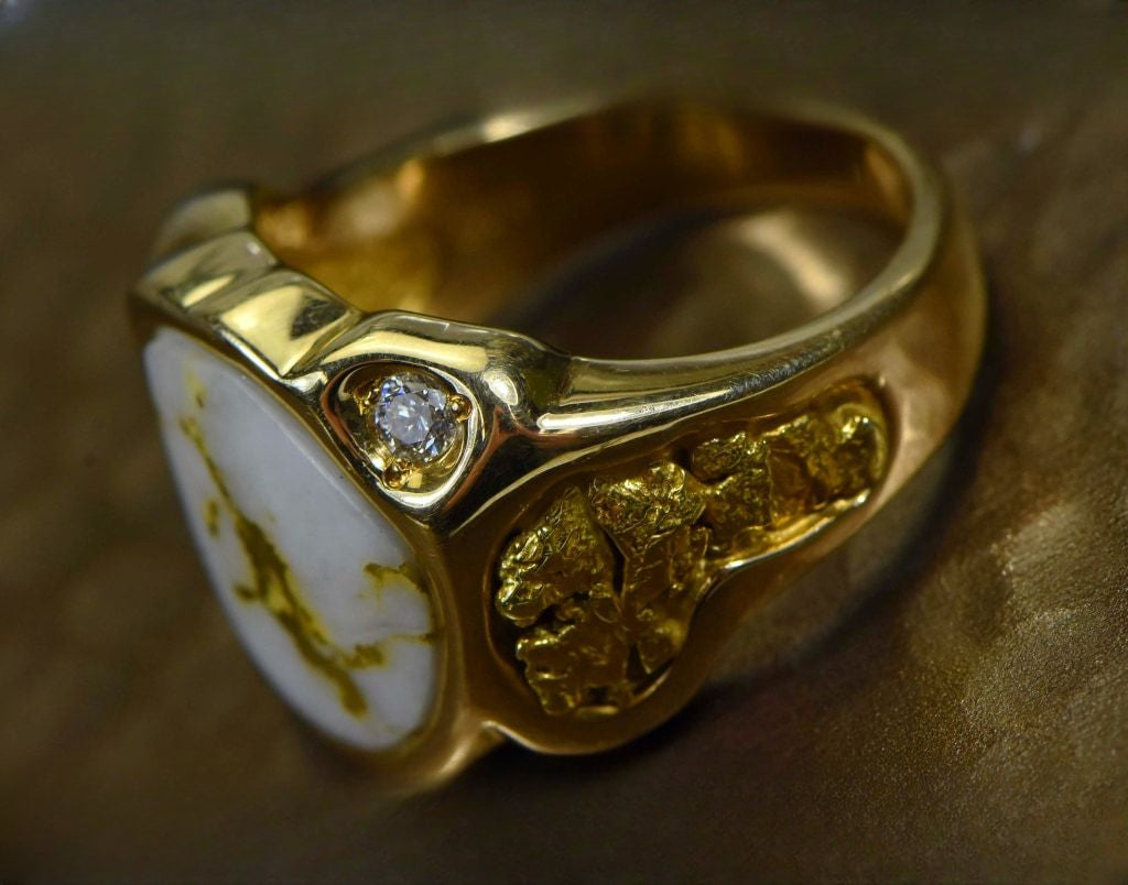 Gold Quartz Ring "Orocal" RM518D20Q Genuine Hand Crafted Jewelry - 14K Gold Casting