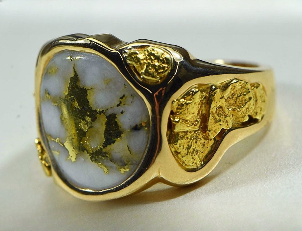 Gold Quartz Ring "Orocal" RM518Q Genuine Hand Crafted Jewelry - 14K Gold Casting