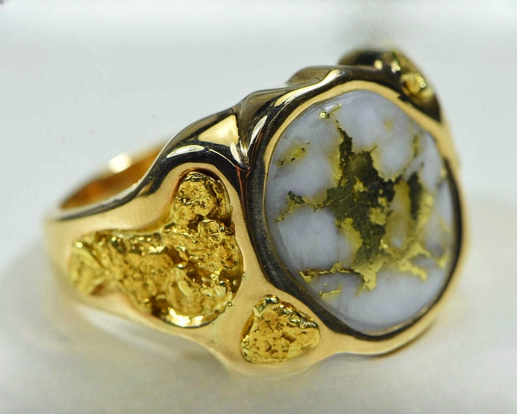 Gold Quartz Ring "Orocal" RM518Q Genuine Hand Crafted Jewelry - 14K Gold Casting