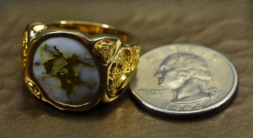 Gold Quartz Ring "Orocal" RM518Q Genuine Hand Crafted Jewelry - 14K Gold Casting