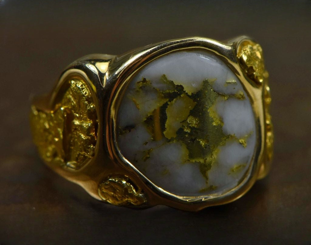 Gold Quartz Ring "Orocal" RM518Q Genuine Hand Crafted Jewelry - 14K Gold Casting