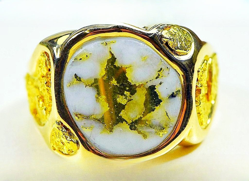 Gold Quartz Ring "Orocal" RM518Q Genuine Hand Crafted Jewelry - 14K Gold Casting