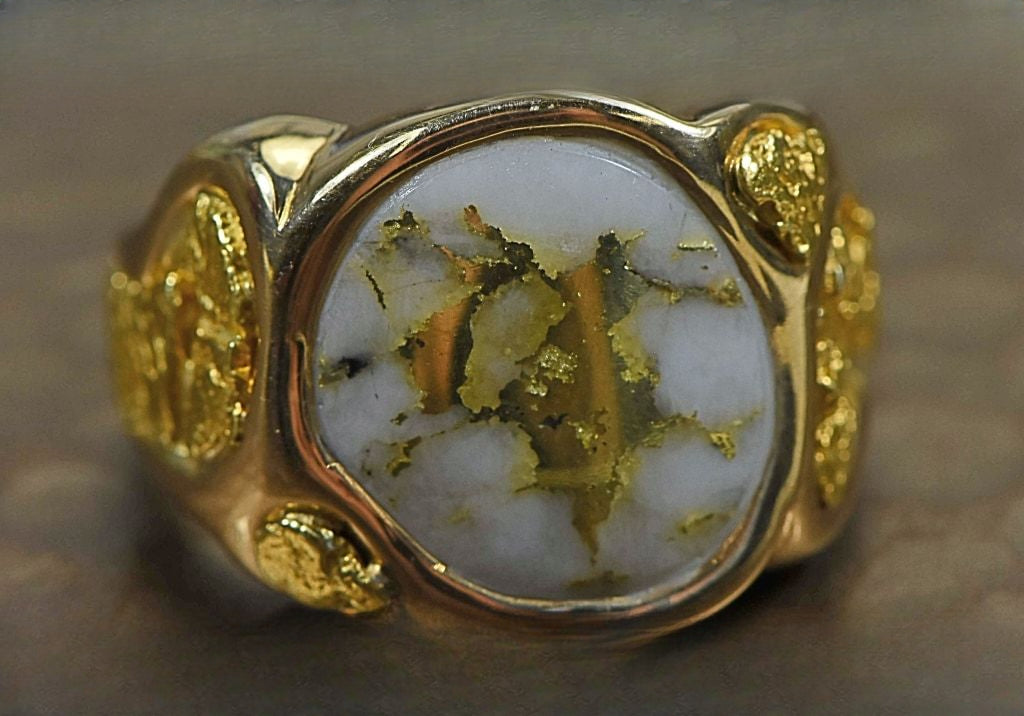 Gold Quartz Ring "Orocal" RM518Q Genuine Hand Crafted Jewelry - 14K Gold Casting