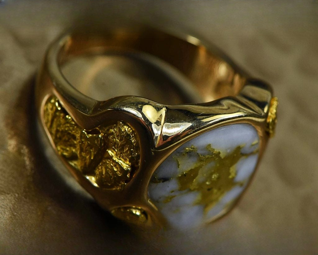 Gold Quartz Ring "Orocal" RM518Q Genuine Hand Crafted Jewelry - 14K Gold Casting