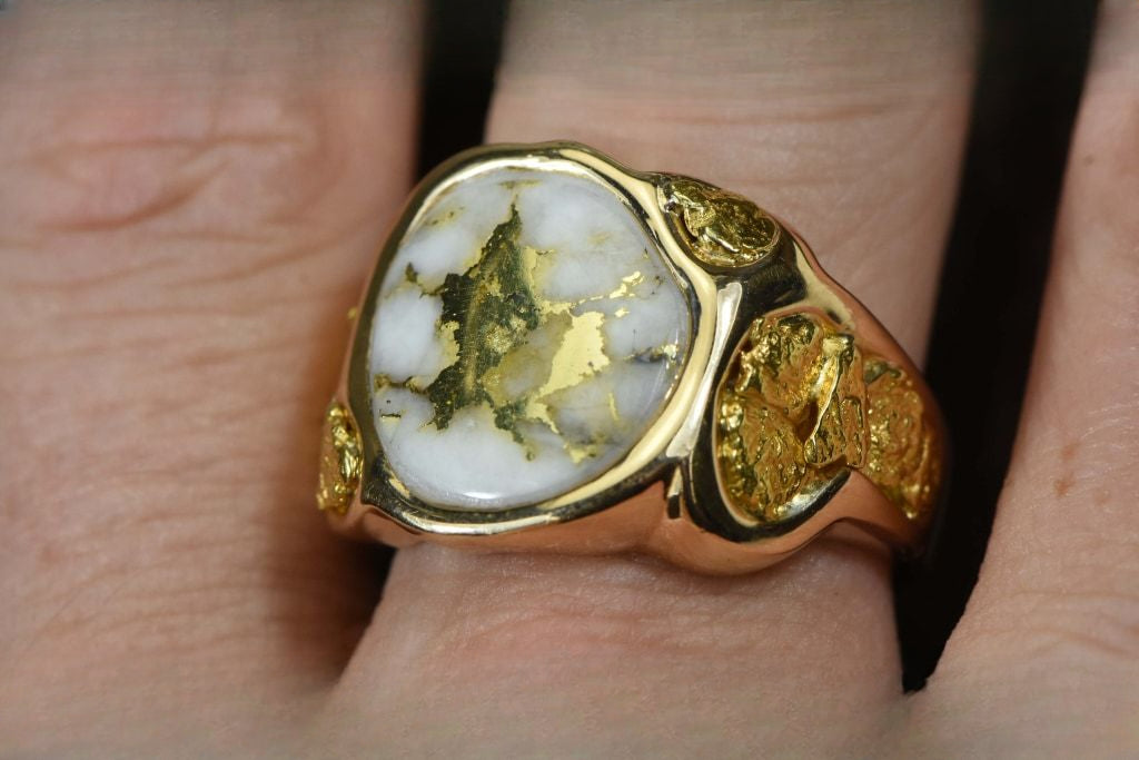 Gold Quartz Ring "Orocal" RM518Q Genuine Hand Crafted Jewelry - 14K Gold Casting