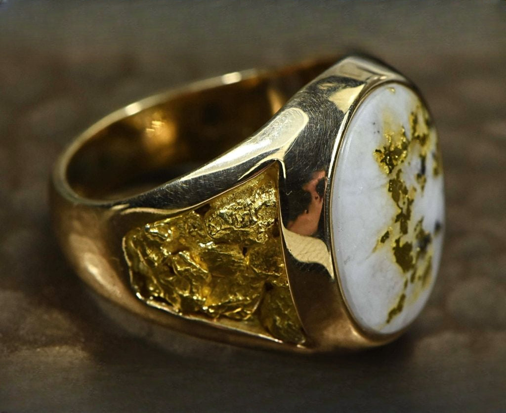 Gold Quartz Ring "Orocal" RM552Q Genuine Hand Crafted Jewelry - 14K Gold Casting