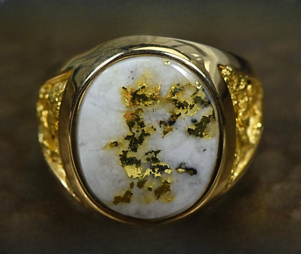 Gold Quartz Ring "Orocal" RM552Q Genuine Hand Crafted Jewelry - 14K Gold Casting