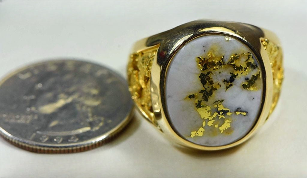 Gold Quartz Ring "Orocal" RM552Q Genuine Hand Crafted Jewelry - 14K Gold Casting