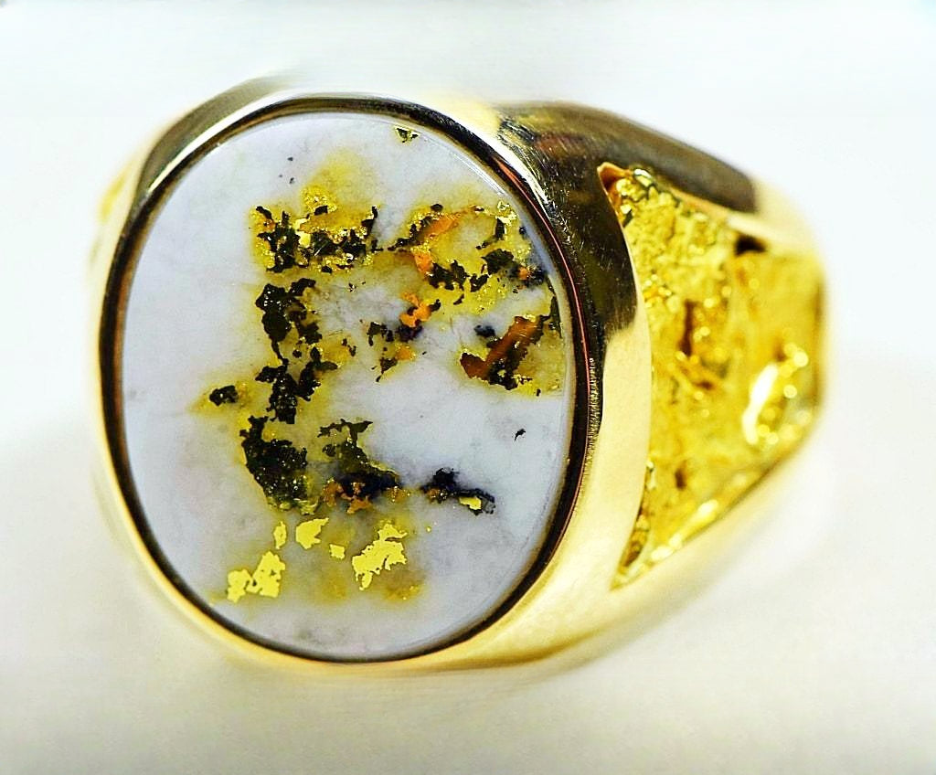 Gold Quartz Ring "Orocal" RM552Q Genuine Hand Crafted Jewelry - 14K Gold Casting
