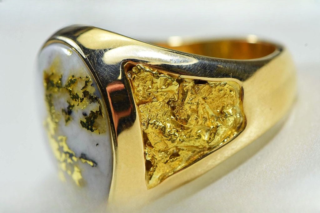 Gold Quartz Ring "Orocal" RM552Q Genuine Hand Crafted Jewelry - 14K Gold Casting