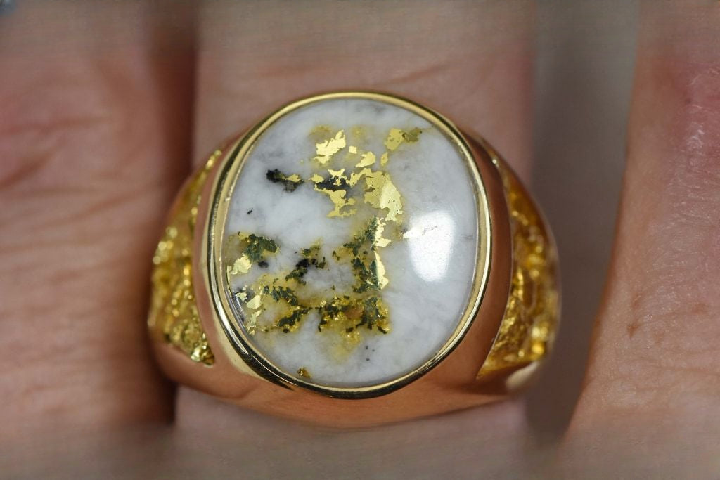 Gold Quartz Ring "Orocal" RM552Q Genuine Hand Crafted Jewelry - 14K Gold Casting