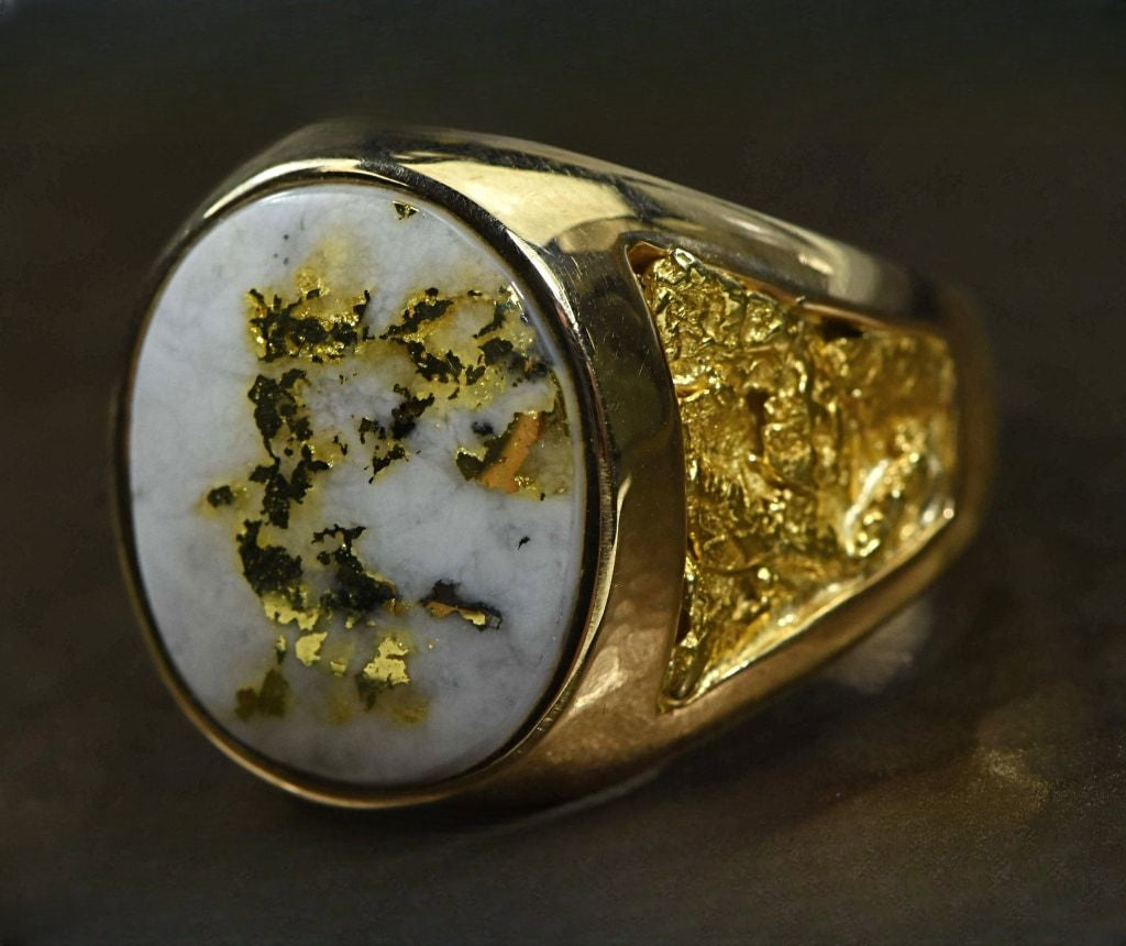 Gold Quartz Ring "Orocal" RM552Q Genuine Hand Crafted Jewelry - 14K Gold Casting