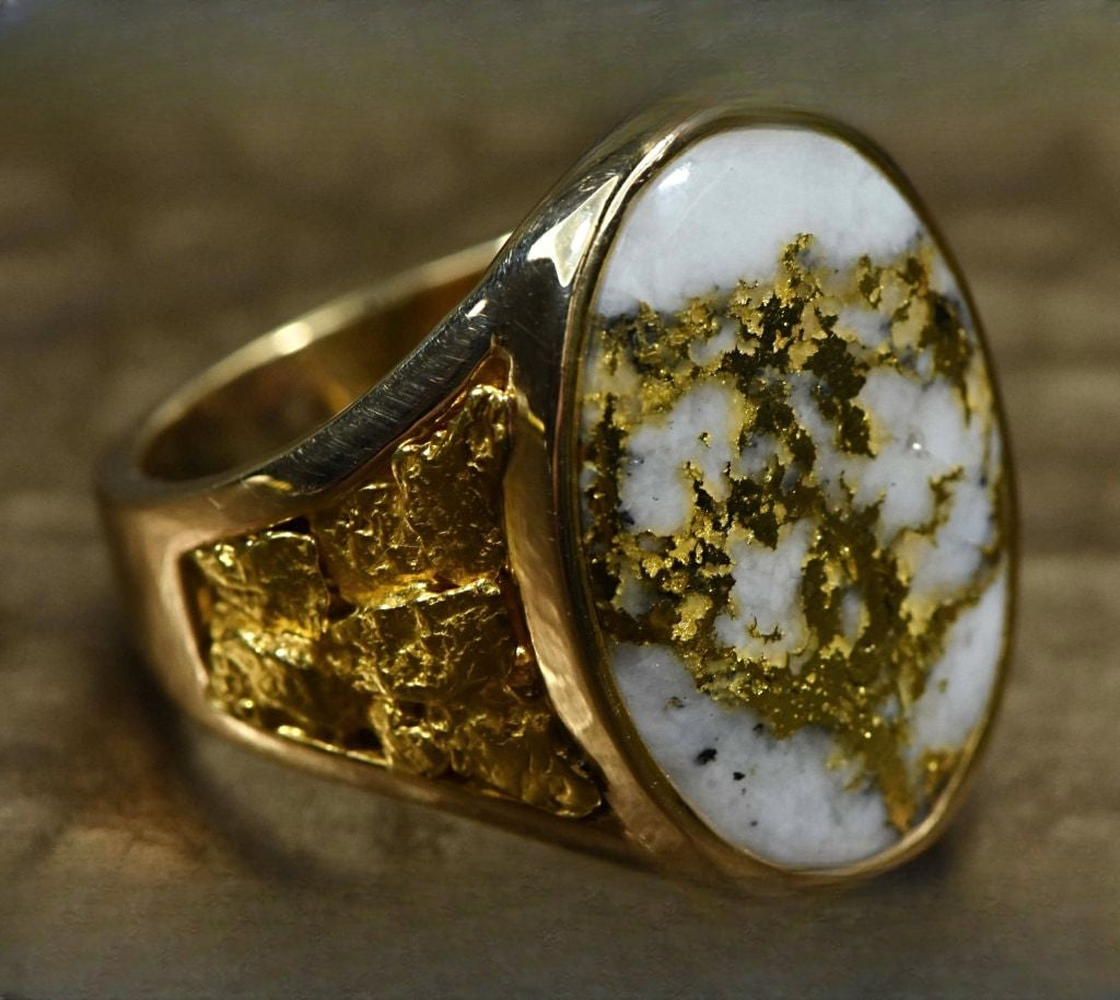 Gold Quartz Ring "Orocal" RM627Q Genuine Hand Crafted Jewelry - 14K Gold Casting