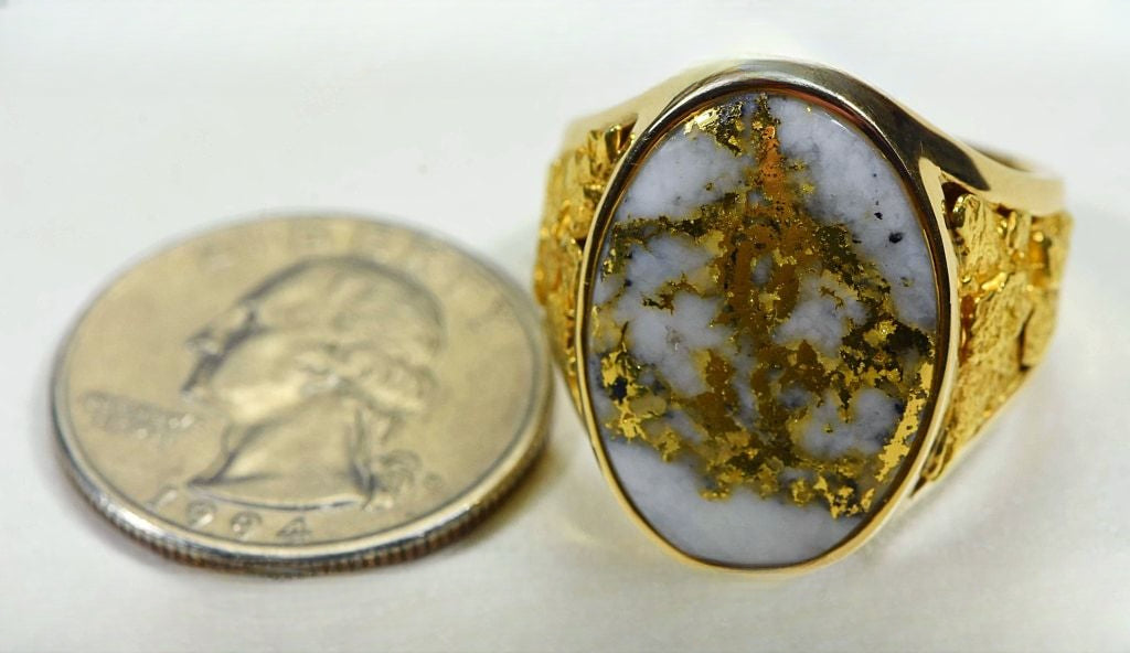Gold Quartz Ring "Orocal" RM627Q Genuine Hand Crafted Jewelry - 14K Gold Casting