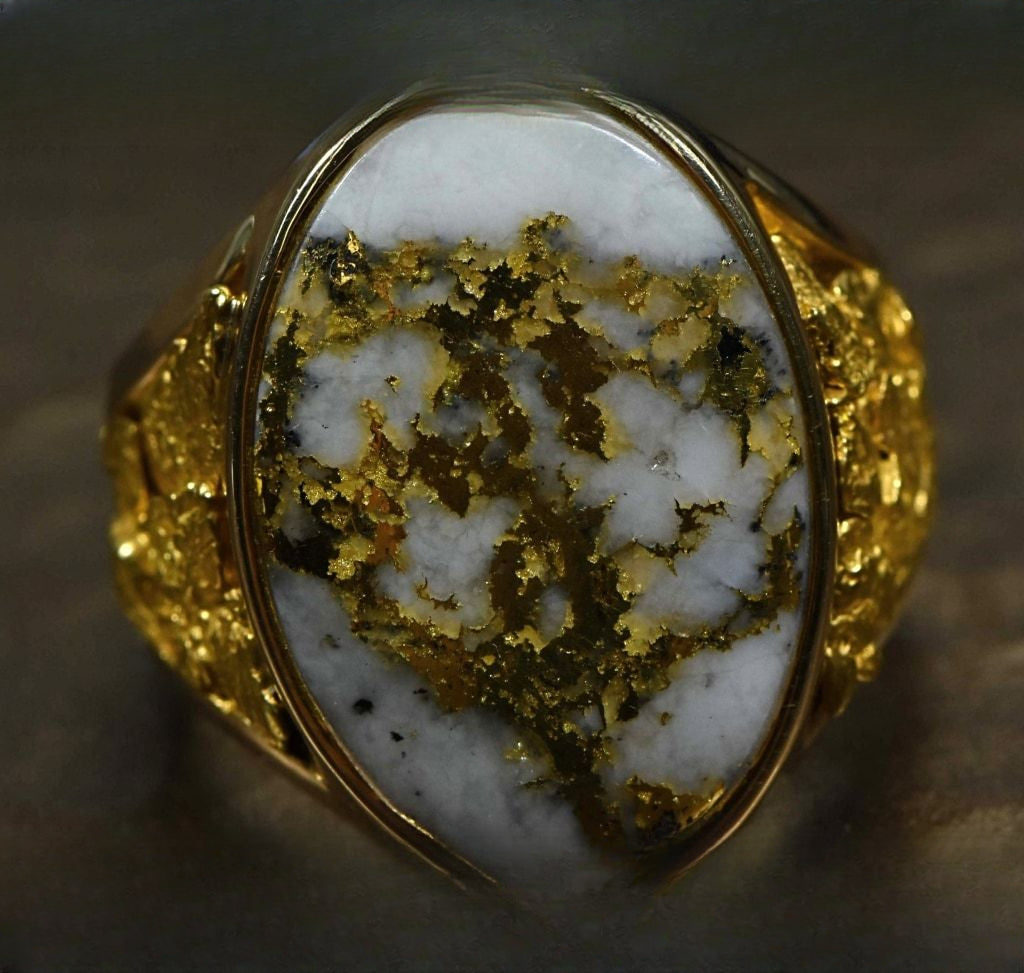 Gold Quartz Ring "Orocal" RM627Q Genuine Hand Crafted Jewelry - 14K Gold Casting
